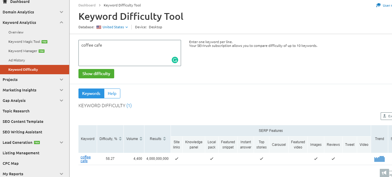 SEMrush-keyword-difficulty