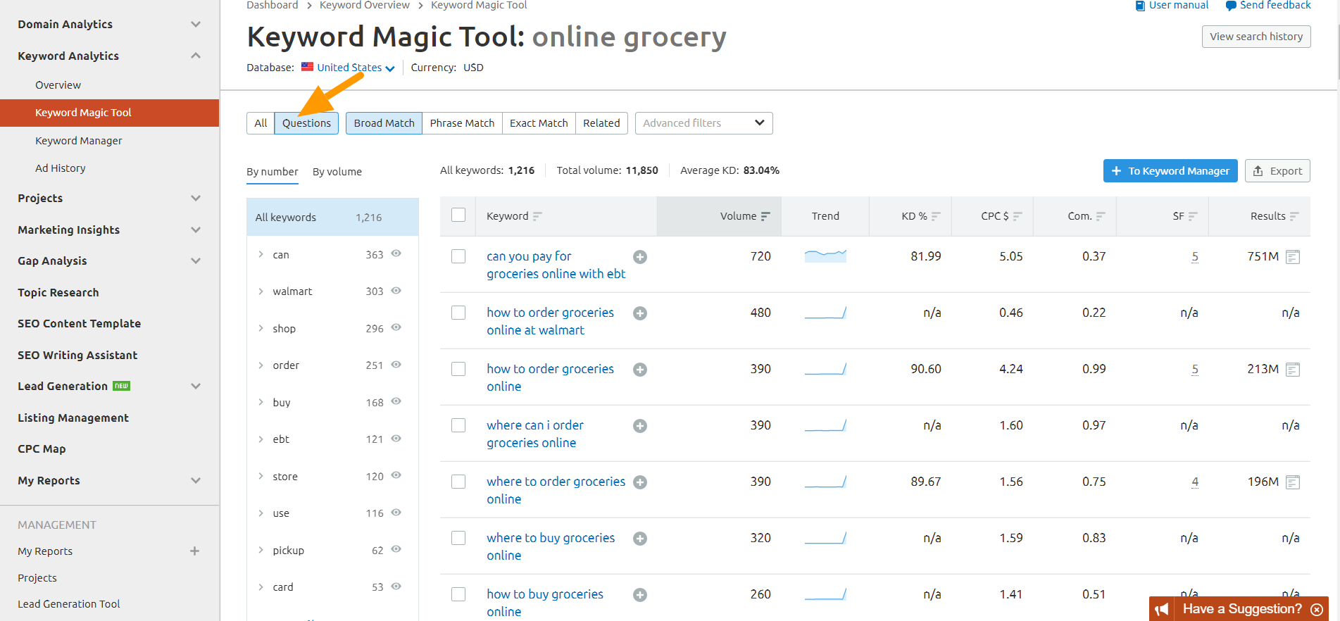 online_grocery_Keyword_Magic_Tool_SEMrush